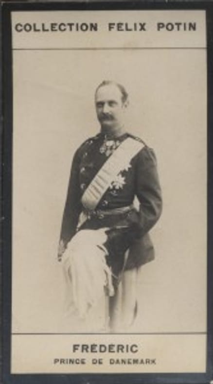 Photographie de la collection Félix Potin (4 x 7,5 cm) représentant : Prince Frédéric de Danemark.. FREDERIC - Prince Royal de Danemark 