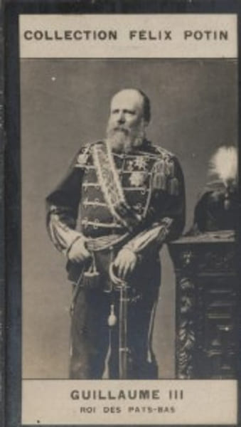 Photographie de la collection F&eacute;lix Potin (4 x 7,5 cm) repr&eacute;sentant : Guillaume III des Pays-Bas.. GUILLAUME III - Roi des Pays-Bas 