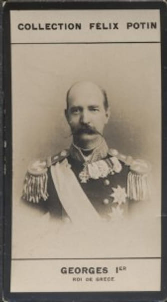 Photographie de la collection F&eacute;lix Potin (4 x 7,5 cm) repr&eacute;sentant : Georges Ier - Roi des Hell&egrave;nes.. GEORGES Ier - Roi de Gr&egrave;ce 