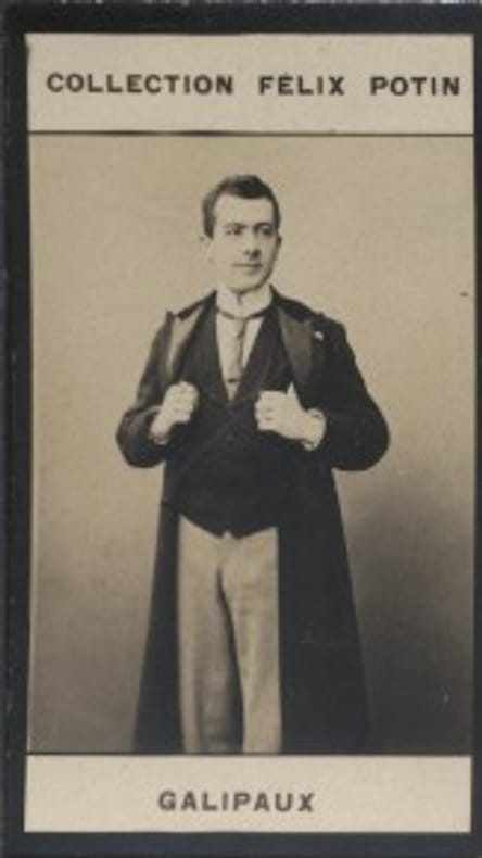 Photographie de la collection Félix Potin (4 x 7,5 cm) représentant : Félix Galipaux, comédien.. GALIPAUX (Félix) 