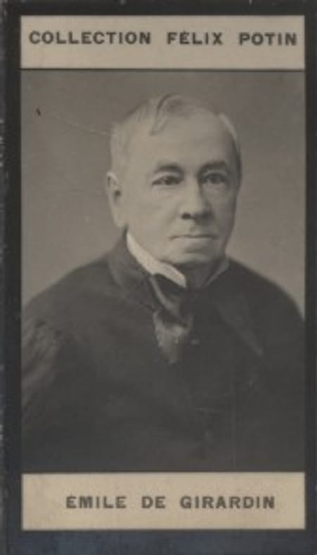 Photographie de la collection Félix Potin (4 x 7,5 cm) représentant : Emile de Girardin, journaliste.. GIRARDIN (Emile de) Photo Boyer.