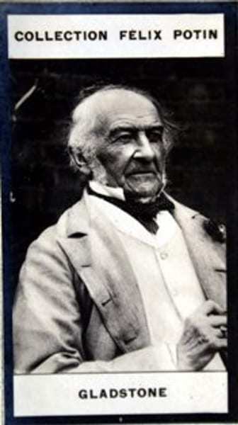 Photographie de la collection F&eacute;lix Potin (4 x 7,5 cm) repr&eacute;sentant : Gladstone, homme politique anglais.. GLADSTONE - (William-Ewarth) 