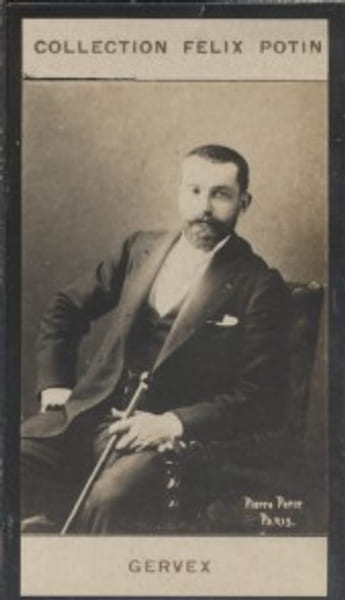 Photographie de la collection F&eacute;lix Potin (4 x 7,5 cm) repr&eacute;sentant : Henri Gervex, peintre.. GERVEX (Henri) Photo Pierre Petit.