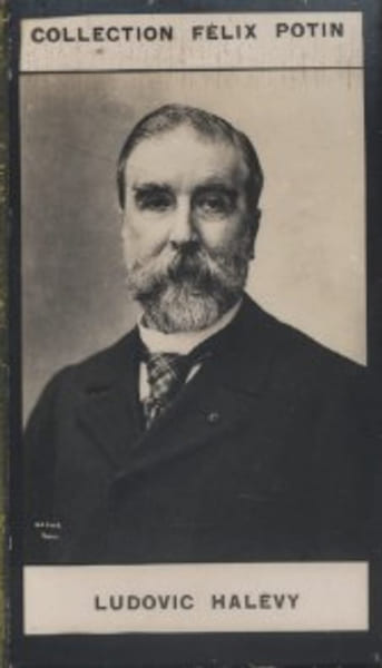 Photographie de la collection F&eacute;lix Potin (4 x 7,5 cm) repr&eacute;sentant : Ludovic Hal&eacute;vy, homme de lettres.. HALEVY (Ludovic) Photo Nadar.