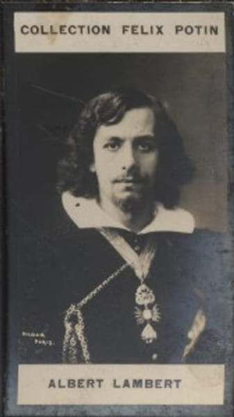 Photographie de la collection F&eacute;lix Potin (4 x 7,5 cm) repr&eacute;sentant : Albert-Lambert (fils), th&eacute;&acirc;tre.. ALBERT-LAMBERT Fils (Rapha&euml;l) Photo Nadar.
