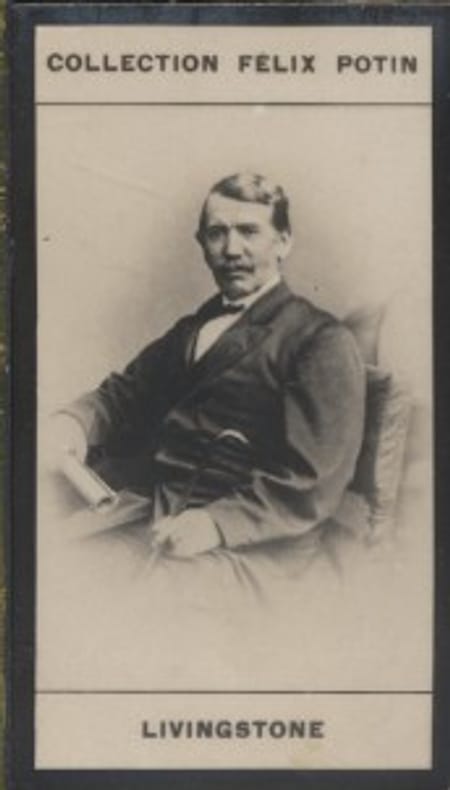 Photographie de la collection Félix Potin (4 x 7,5 cm) représentant : David Livingstone, explorateur.. LIVINGSTONE (David) 