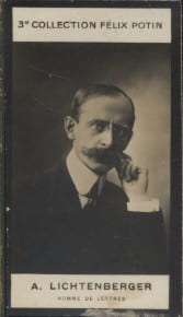 Photographie de la collection F&eacute;lix Potin (4 x 7,5 cm) repr&eacute;sentant : A. Lichtenberger, homme de lettres.. LICHTENBERGER (Homme de lettres) - (Photo ...