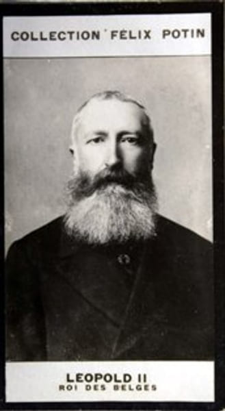 Photographie de la collection F&eacute;lix Potin (4 x 7,5 cm) repr&eacute;sentant : L&eacute;opold II - Roi des Belges.. LEOPOLD II - Roi des Belges 
