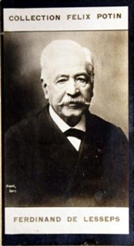 Photographie de la collection Félix Potin (4 x 7,5 cm) représentant : Ferdinand de Lesseps.. LESSEPS (Ferdinand de) Photo Nadar.