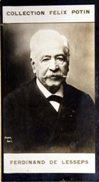 Photographie de la collection F&eacute;lix Potin (4 x 7,5 cm) repr&eacute;sentant : Ferdinand de Lesseps.. LESSEPS (Ferdinand de) Photo Nadar.