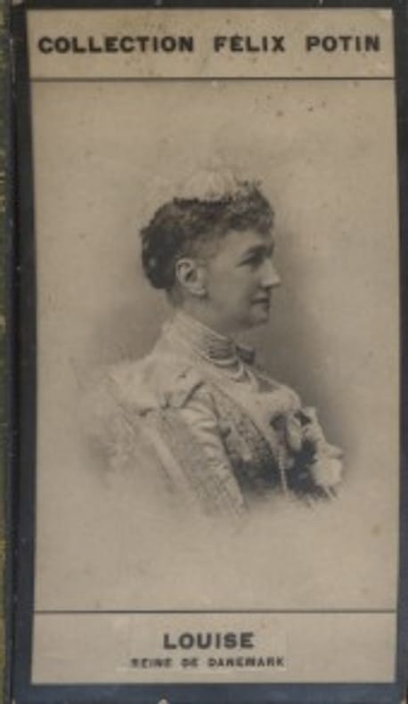 Photographie de la collection Félix Potin (4 x 7,5 cm) représentant : Louise - Reine de Danemark.. LOUISE - Reine de Danemark 