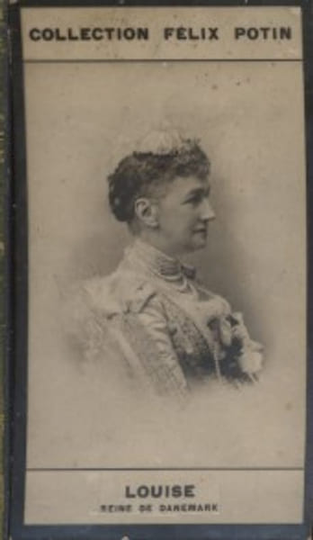 Photographie de la collection F&eacute;lix Potin (4 x 7,5 cm) repr&eacute;sentant : Louise - Reine de Danemark.. LOUISE - Reine de Danemark 