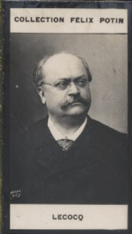 Photographie de la collection Félix Potin (4 x 7,5 cm) représentant : Charles Lecoq, compositeur.. LECOQ (Charles) Photo Nadar.