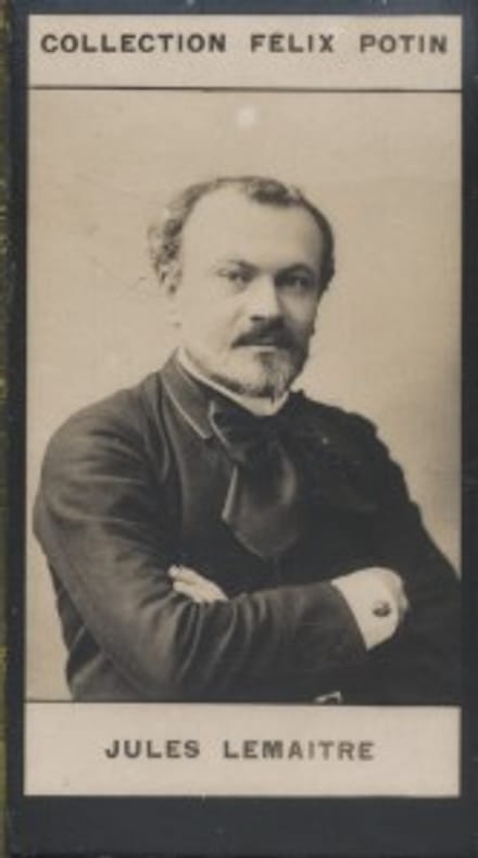 Photographie de la collection Félix Potin (4 x 7,5 cm) représentant : Jules Lemaître, homme de lettres.. LEMAITRE (Jules) 