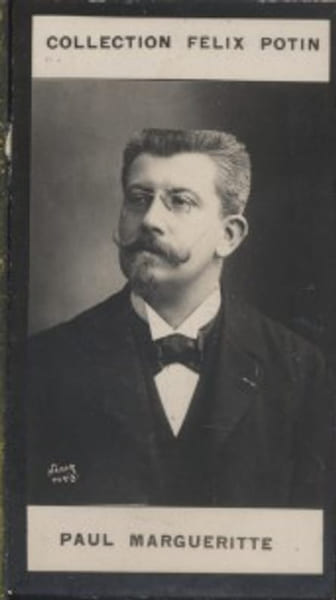 Photographie de la collection F&eacute;lix Potin (4 x 7,5 cm) repr&eacute;sentant : Paul Margueritte, homme de lettres.. MARGUERITTE (Paul) Photo Nadar.