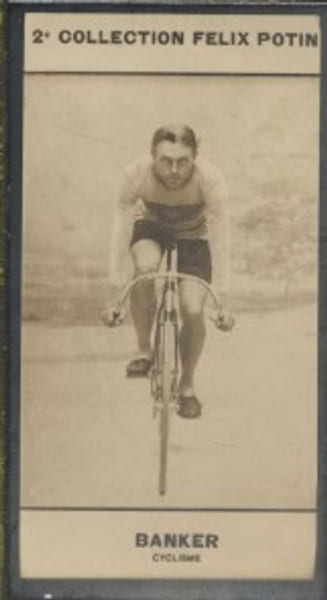 Photographie de la collection F&eacute;lix Potin (4 x 7,5 cm) repr&eacute;sentant : Georges Banker, coureur cycliste.. BANKER (Georges) - (Photo de la 2e collection ...