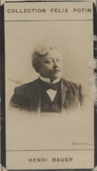 Photographie de la collection F&eacute;lix Potin (4 x 7,5 cm) repr&eacute;sentant : Henri Bauer, homme de lettres.. BAUER (Henri) Photo Reutlinger.