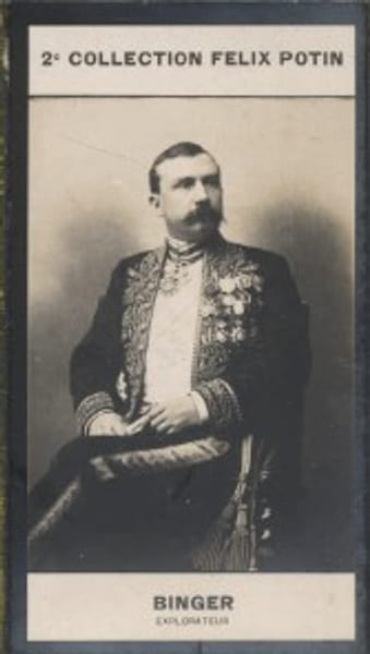 Photographie de la collection F&eacute;lix Potin (4 x 7,5 cm) repr&eacute;sentant : Louis-Gustave Binger, explorateur.. BINGER (Louis-Gustave) - (Photo de la 2e ...