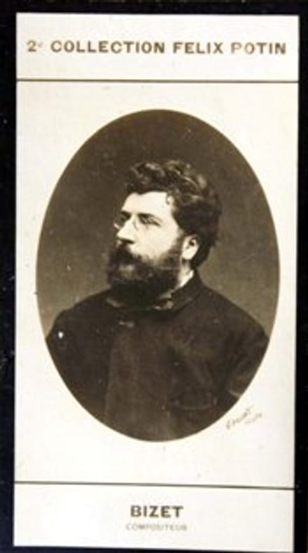 Photographie de la collection Félix Potin (4 x 7,5 cm) représentant : Georges Bizet, compositeur.. BIZET (Georges) - (Photo de la 2e collection Félix ...