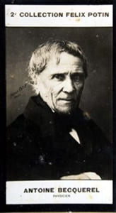 Photographie de la collection Félix Potin (4 x 7,5 cm) représentant : Antoine Becquerel, physicien.