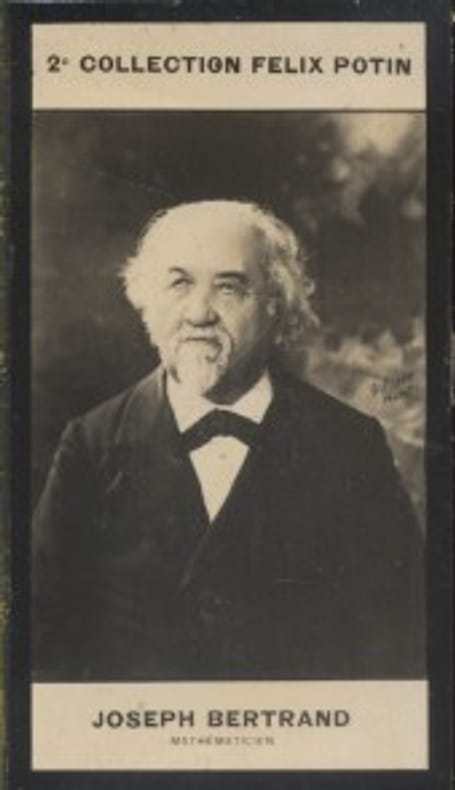 Photographie de la collection Félix Potin (4 x 7,5 cm) représentant : Joseph Bertrand, mathématicien.. BERTRAND (Joseph) - (Photo de la 2e collection ...