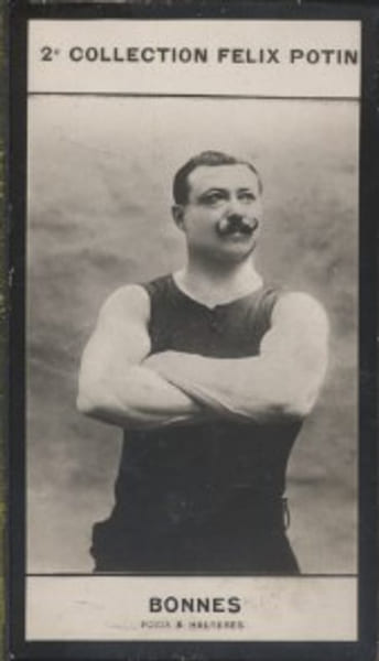 Photographie de la collection F&eacute;lix Potin (4 x 7,5 cm) repr&eacute;sentant : Joseph Bonnes, halt&eacute;rophile.. BONNES (Joseph) - (Photo de la 2e collection F&eacute;lix ...