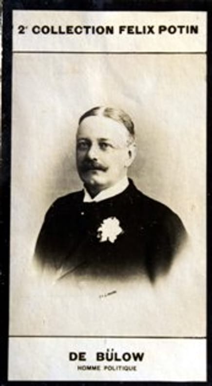 Photographie de la collection Félix Potin (4 x 7,5 cm) représentant : Comte Charles von Bülow, homme politique allemand.. BULOW (Charles Von) - (Photo ...