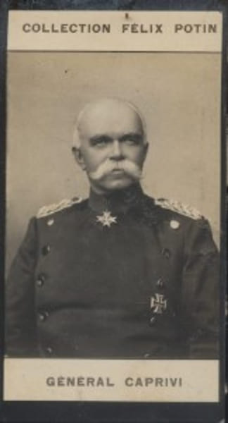 Photographie de la collection F&eacute;lix Potin (4 x 7,5 cm) repr&eacute;sentant : G&eacute;n&eacute;ral Georges Caprivi.. CAPRIVI (Georges) 