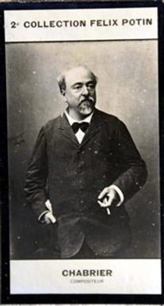 Photographie de la collection F&eacute;lix Potin (4 x 7,5 cm) repr&eacute;sentant : Emmanuel Chabrier, compositeur.. CHABRIER (Emmanuel) - (Photo de la 2e ...