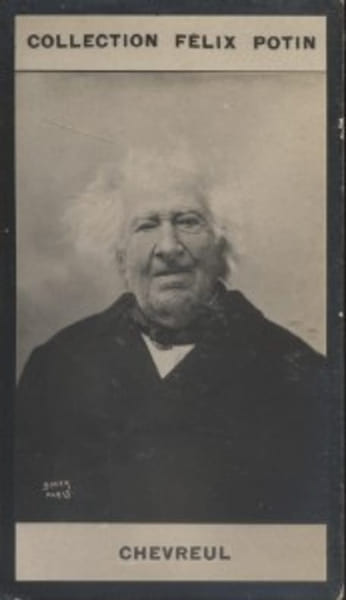 Photographie de la collection F&eacute;lix Potin (4 x 7,5 cm) repr&eacute;sentant : Eug&egrave;ne Chevreul, chimiste.. CHEVREUL (Eug&egrave;ne) Photo Boyer.