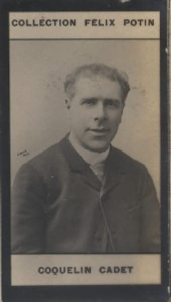 Photographie de la collection F&eacute;lix Potin (4 x 7,5 cm) repr&eacute;sentant : Ernest Coquelin (Coquelin Cadet), com&eacute;dien.. COQUELIN Cadet (Ernest) 