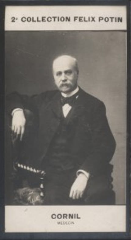 Photographie de la collection Félix Potin (4 x 7,5 cm) représentant : André-Victor Cornil, médecin et homme politique.. CORNIL (André-Victor) - (Photo ...