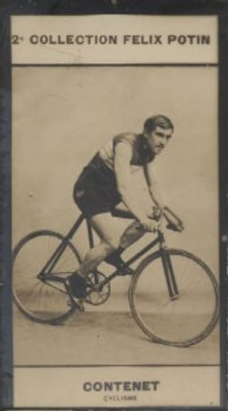 Photographie de la collection F&eacute;lix Potin (4 x 7,5 cm) repr&eacute;sentant : Georges Contenet, coureur cycliste.. CONTENET (Georges) - (Photo de la 2e ...