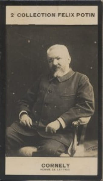 Photographie de la collection F&eacute;lix Potin (4 x 7,5 cm) repr&eacute;sentant : Jean-Joseph Corn&eacute;ly, journaliste.. CORNELY (Jean-Joseph) - (Photo de la 2e ...