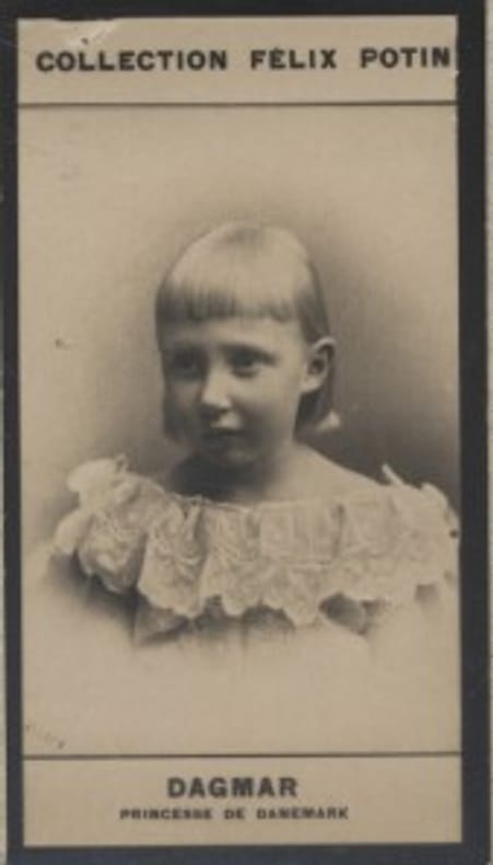 Photographie de la collection Félix Potin (4 x 7,5 cm) représentant : Princesse Dagmar de Danemark.. DAGMAR - Princesse de Danemark 