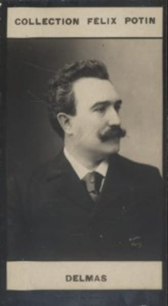 Photographie de la collection F&eacute;lix Potin (4 x 7,5 cm) repr&eacute;sentant : Fran&ccedil;ois-Jean Delmas, chanteur d'op&eacute;ra.. DELMAS (Fran&ccedil;ois-Jean) 