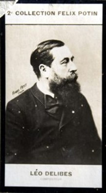 Photographie de la collection Félix Potin (4 x 7,5 cm) représentant : Léo Delibes, compositeur.. DELIBES (Léo) - (Photo de la 2e collection Félix ...