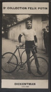 Photographie de la collection F&eacute;lix Potin (4 x 7,5 cm) repr&eacute;sentant : Friedrich Dickentman, champion cycliste.. DICKENTMAN ( Friedrich ) - (Photo de ...