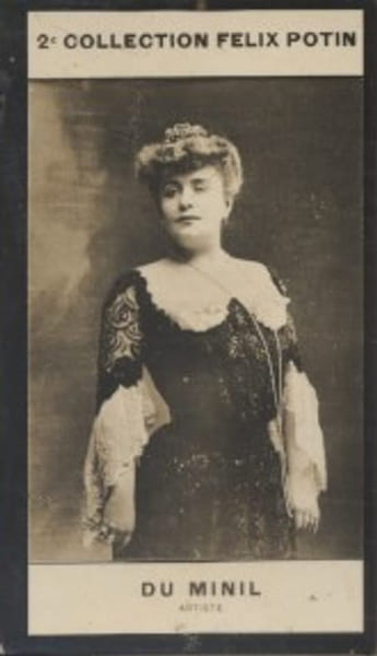Photographie de la collection F&eacute;lix Potin (4 x 7,5 cm) repr&eacute;sentant : Mlle Du Minil, com&eacute;dienne.. DU MINIL (Ren&eacute;e-Andr&eacute;e) - (Photo de la 2e collection ...