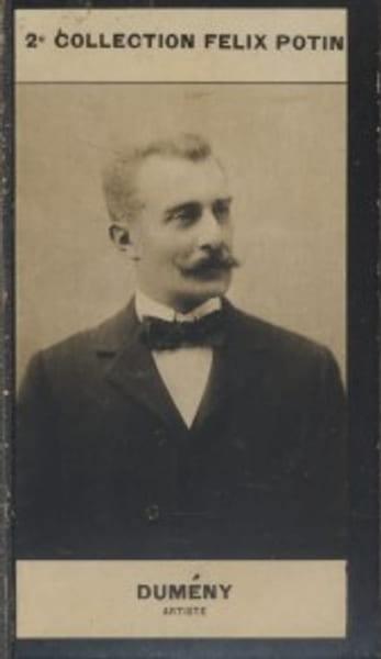 Photographie de la collection F&eacute;lix Potin (4 x 7,5 cm) repr&eacute;sentant : Camille-Georges Dum&eacute;ny, com&eacute;dien.. DUMENY (Camille-Georges) - (Photo de la 2e ...