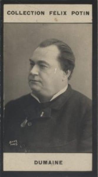 Photographie de la collection F&eacute;lix Potin (4 x 7,5 cm) repr&eacute;sentant : Fran&ccedil;ois Dumaine, com&eacute;dien.. DUMAINE (Fran&ccedil;ois) Photo Boyer.