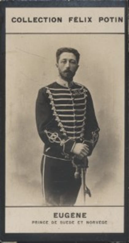 Photographie de la collection Félix Potin (4 x 7,5 cm) représentant : Prince Eugène de Suède et Norvège.. EUGENE - Prince de Suède et Norvège. - ...