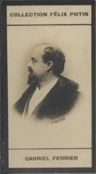 Photographie de la collection F&eacute;lix Potin (4 x 7,5 cm) repr&eacute;sentant : Gabriel Ferrier, peintre.. FERRIER (Gabriel) Photo Pierre Petit.