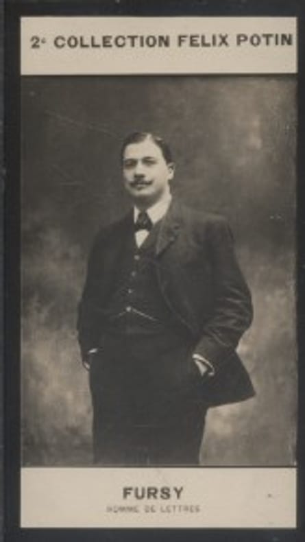 Photographie de la collection Félix Potin (4 x 7,5 cm) représentant : Fursy (Henry Dreyfus), auteur de chansons.. FURSY (Ed.) - (Photo de la 2e ...