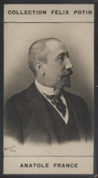 Photographie de la collection F&eacute;lix Potin (4 x 7,5 cm) repr&eacute;sentant : Anatole France, &eacute;crivain.. FRANCE (Anatole) Photo Reutlinger.