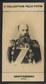 Photographie de la collection F&eacute;lix Potin (4 x 7,5 cm) repr&eacute;sentant : Alexis Grippenberg, g&eacute;n&eacute;ral russe.. GRIPPENBERG (Alexis) - (Photo de la 2e ...