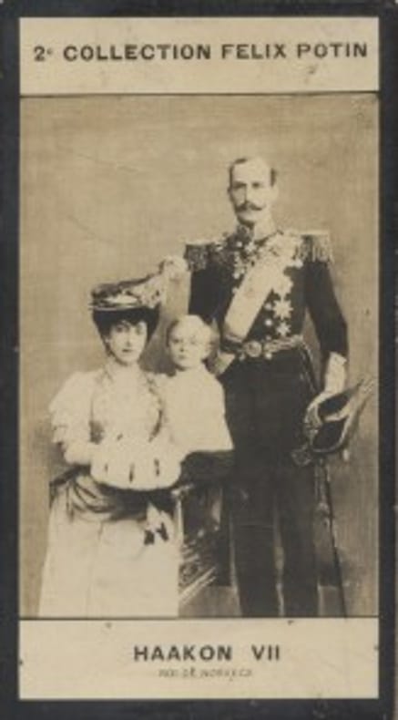 Photographie de la collection Félix Potin (4 x 7,5 cm) représentant : Haakon VII - Roi de Norvège.. HAAKON VII - Roi de Norvège. - (Photo de la 2e ...