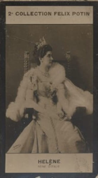 Photographie de la collection F&eacute;lix Potin (4 x 7,5 cm) repr&eacute;sentant : H&eacute;l&egrave;ne - Reine d'Italie, &eacute;pouse de Victor-Emmanuel.. HELENE (Reine d'Italie) - ...