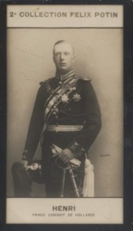 Photographie de la collection Félix Potin (4 x 7,5 cm) représentant : Henri - Duc de Mecklembourg.. HENRI (Prince consort de Hollande) - (Photo de la ...