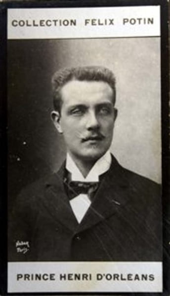 Photographie de la collection F&eacute;lix Potin (4 x 7,5 cm) repr&eacute;sentant : Prince Henri d'Orl&eacute;ans.. HENRI D'ORLEANS Photo Nadar.